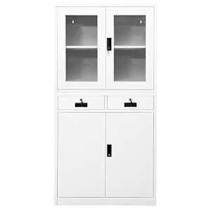 vidaXL B&uuml;roschrank Wei&szlig; 90x40x180 cm Stahl und Hartglas