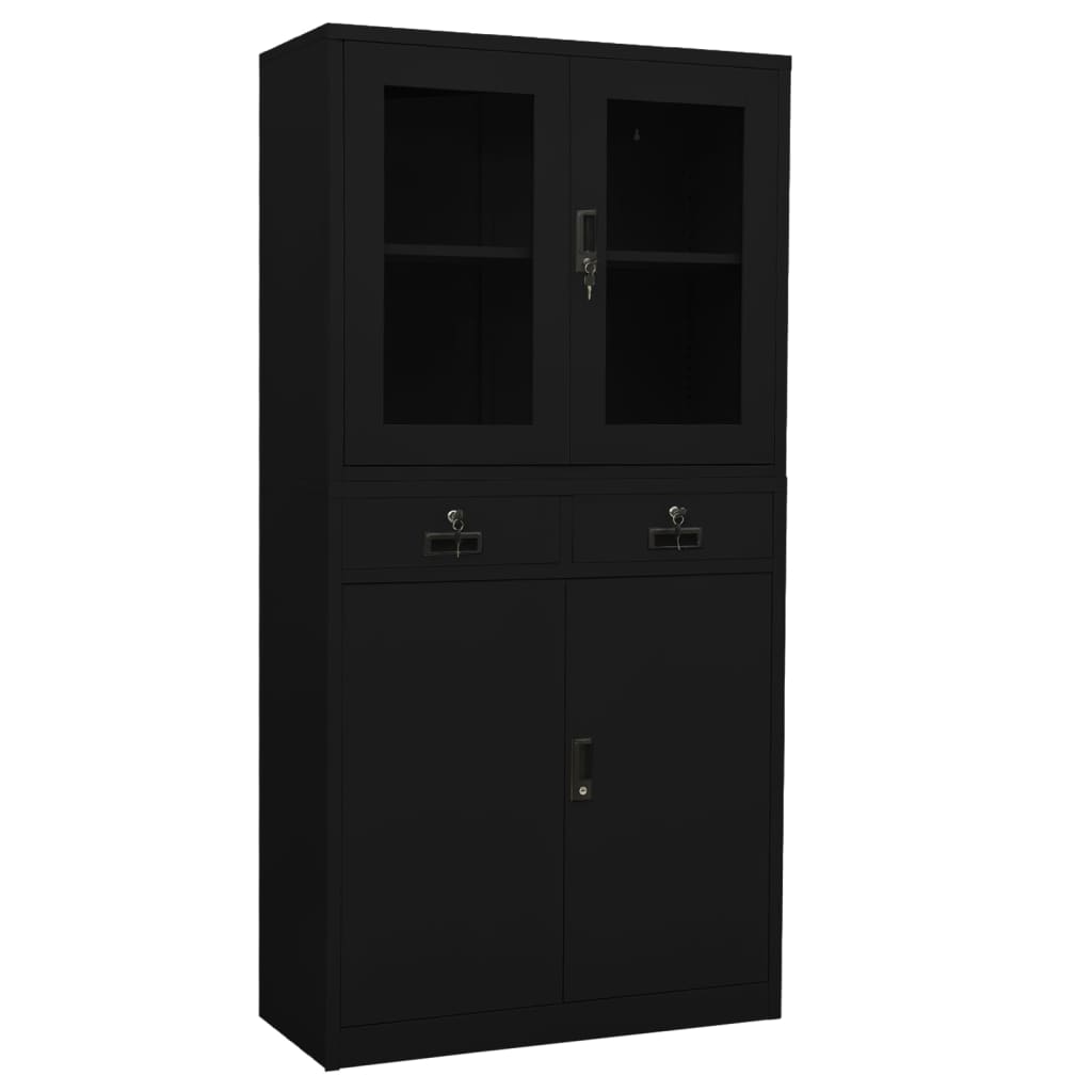 Armadio per Ufficio Nero 90x40x180 cm in Acciaio e Vetro » Garden  Convenienza