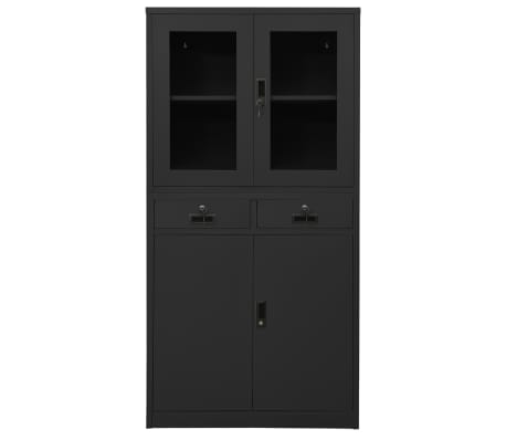 vidaXL Kantoorkast 90x40x180 cm staal en gehard glas antracietkleurig