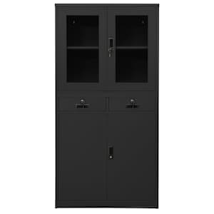 vidaXL Kantoorkast 90x40x180 cm staal en gehard glas antracietkleurig