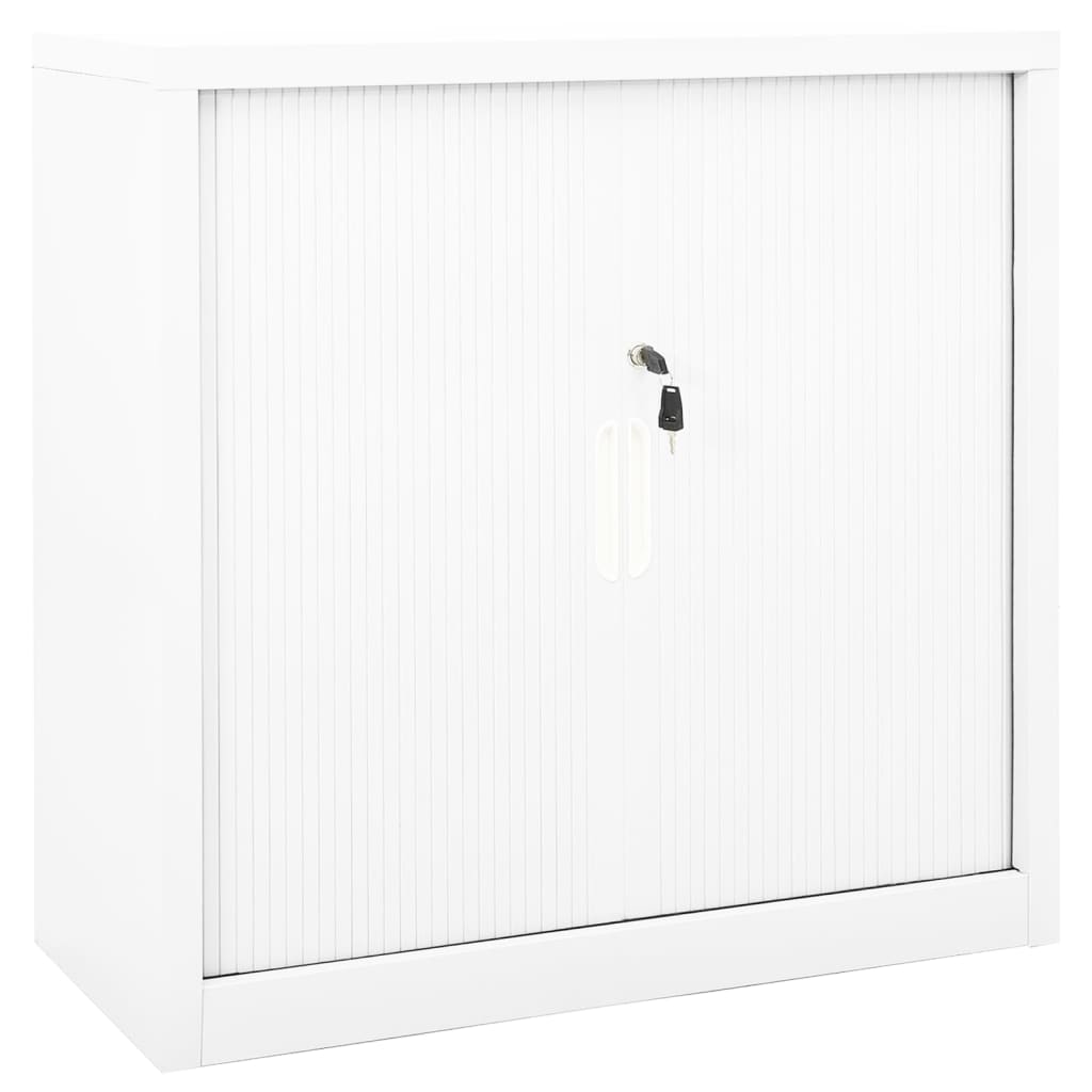 vidaXL Skříň s posuvnými dveřmi bílá 90 x 40 x 90 cm ocel