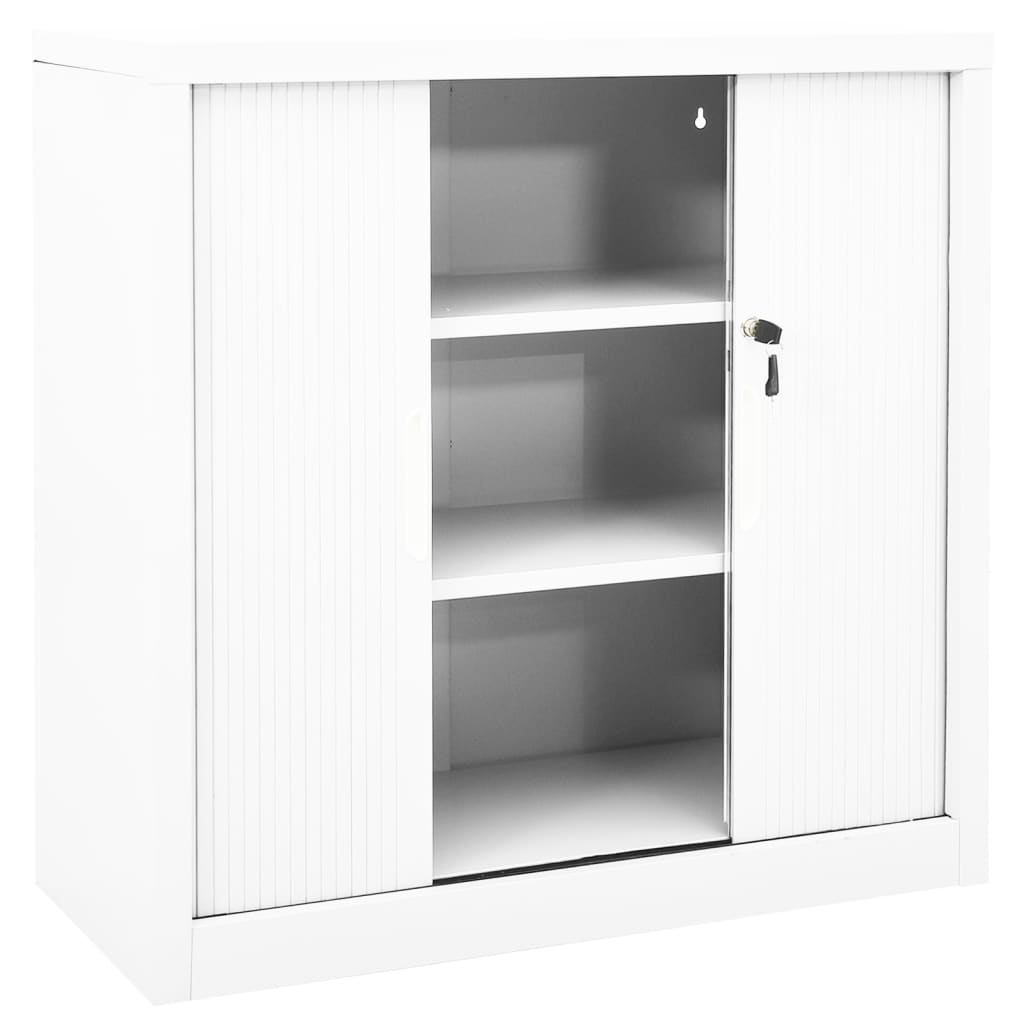 imagem de vidaXL Armário com porta deslizante aço 90x40x90 cm branco6