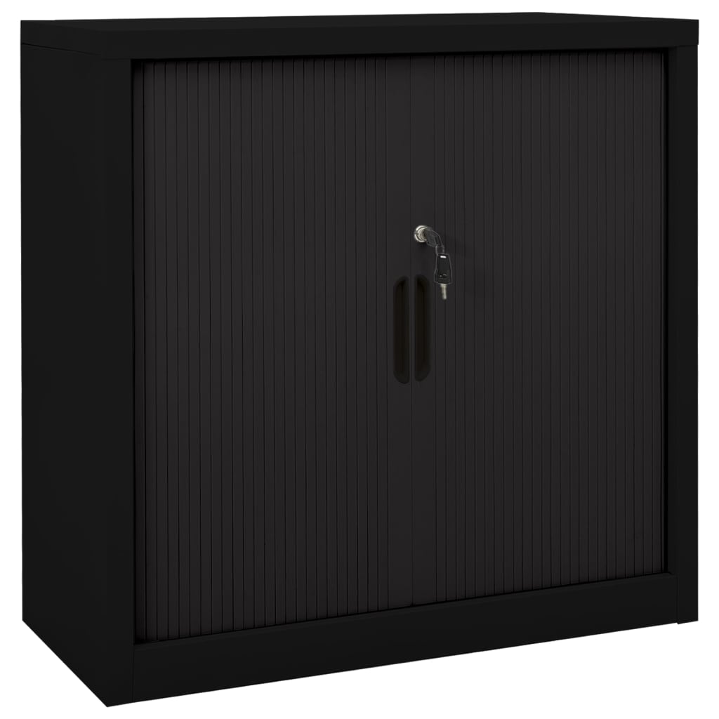 vidaXL Dulap cu ușă glisantă, negru și alb, 90x40x90 cm, oțel vidaXL
