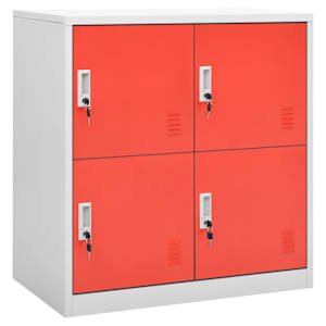 Omara s ključavnico svetlo siva in rdeča 90x45x92,5 cm jeklo