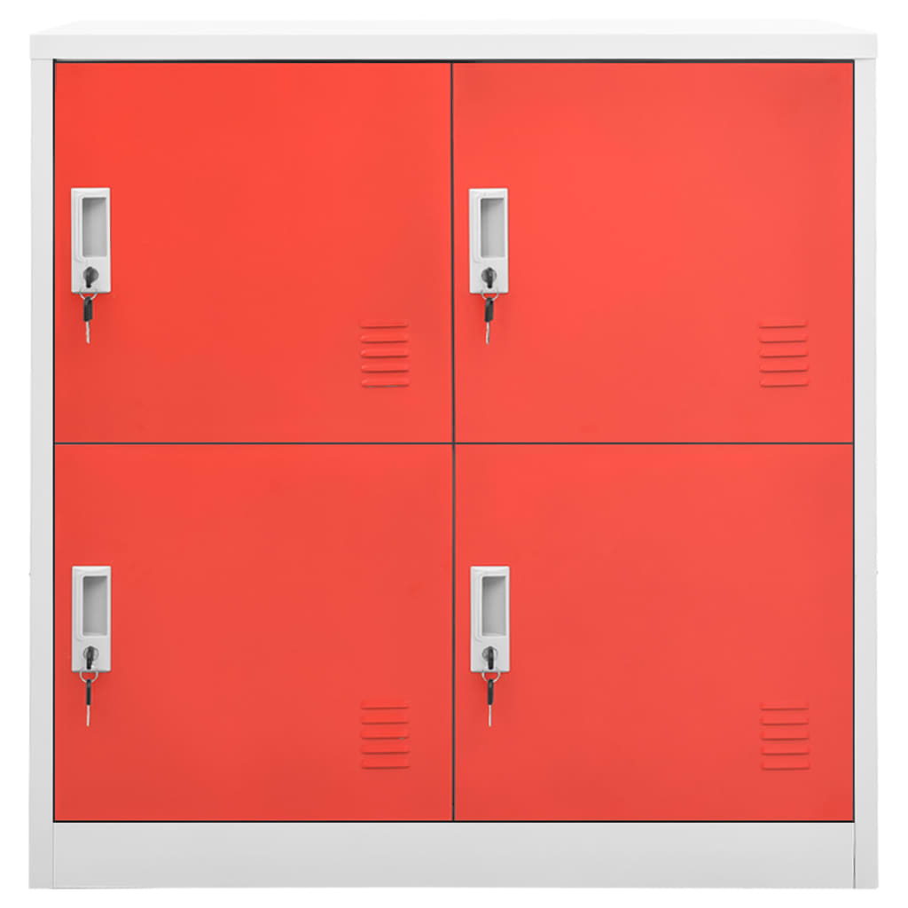 Dulap de vestiar, gri deschis și roșu, 90x45x92,5 cm, oțel