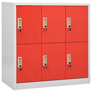 vidaXL lukustatav hoiukapp, helehall ja punane, 90x45x92,5 cm, teras