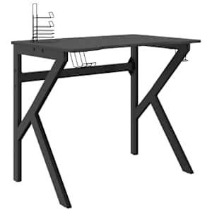 vidaXL m&auml;nguri arvutilaud K-jalgadega, must, 90x60x75 cm
