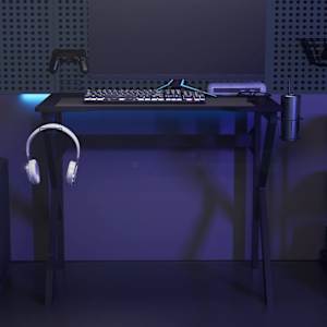 Gaming miza z nogami K-oblike črna 90x60x75 cm