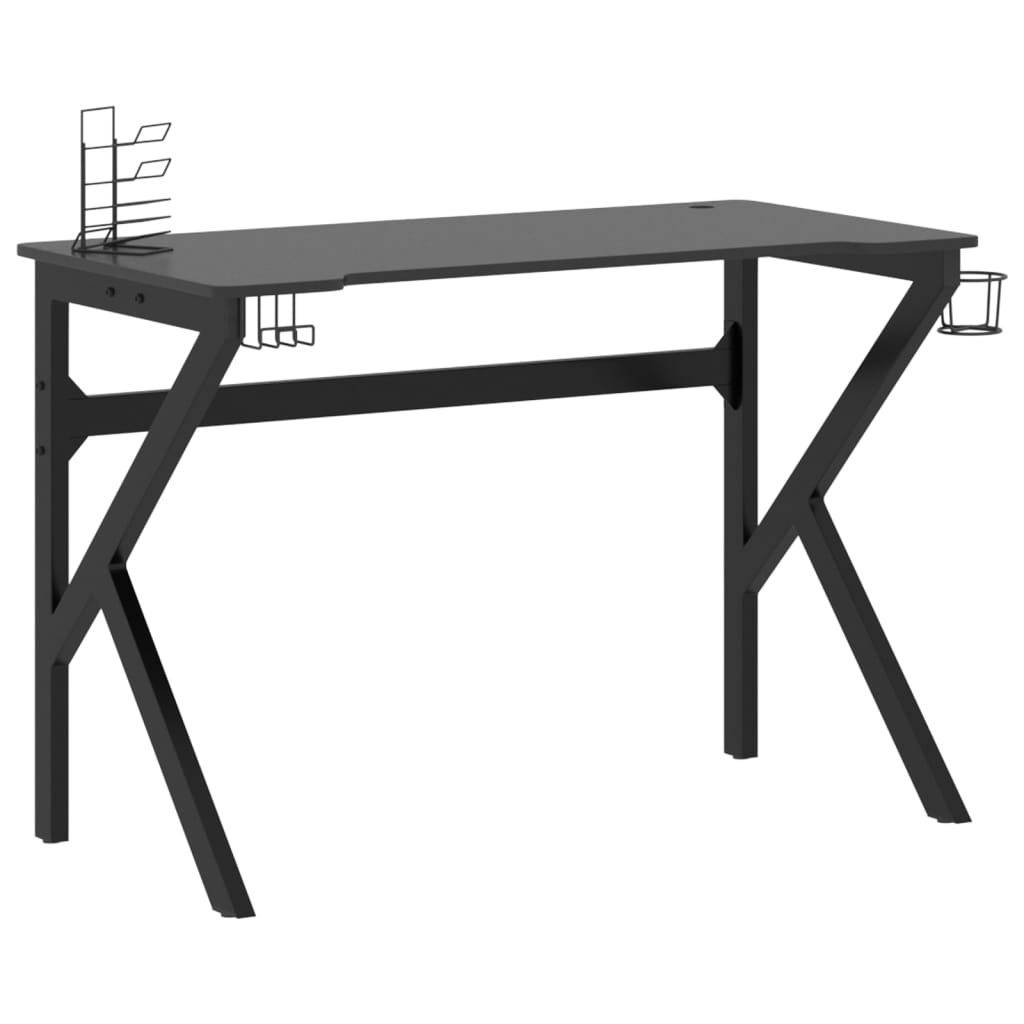 vidaXL Gaming miza z nogami K-oblike črna 110x60x75 cm