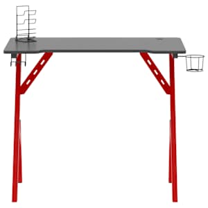 vidaXL Biurko gamingowe, czarno-czerwone, 90x60x75 cm