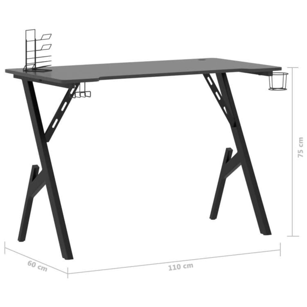 fekete Y-lábú gamer asztal 110 x 60 x 75 cm