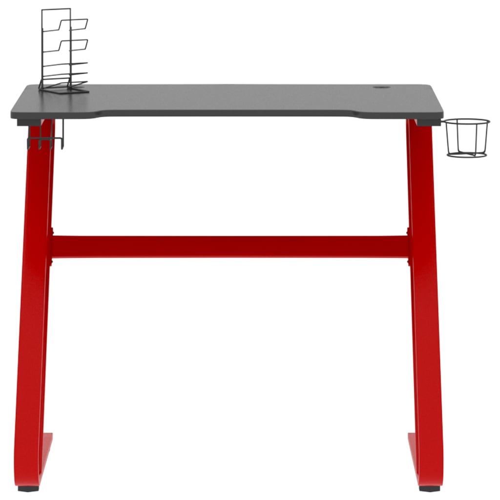 vidaXL Bureau de jeu et pieds en forme de ZZ Noir et rouge 90x60x75 cm