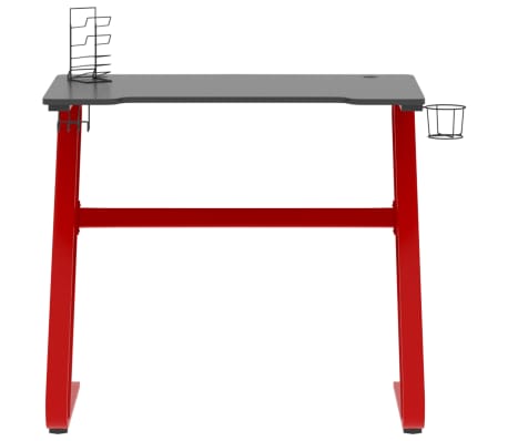 vidaXL Bureau de jeu et pieds en forme de ZZ Noir et rouge 90x60x75 cm