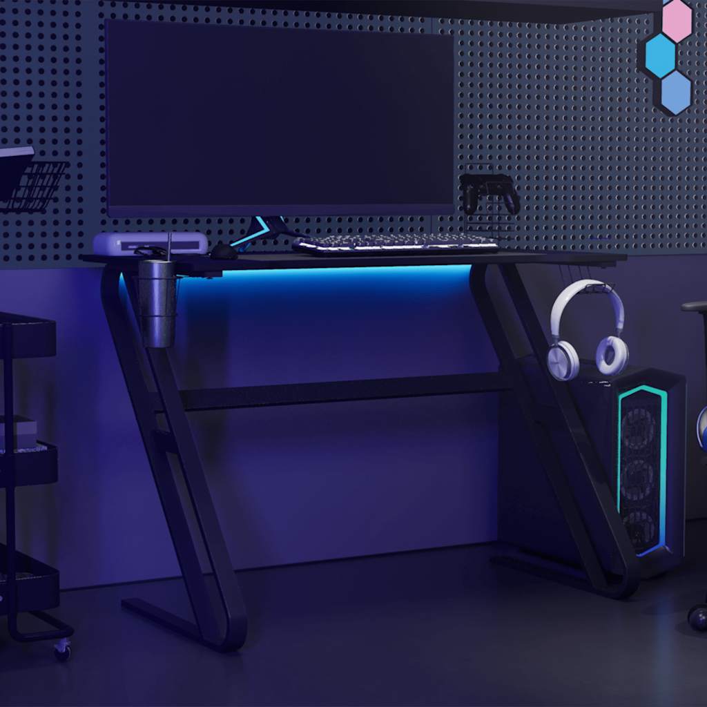 vidaXL Birou de gaming cu picioare în formă de ZZ, negru, 110x60x75 cm