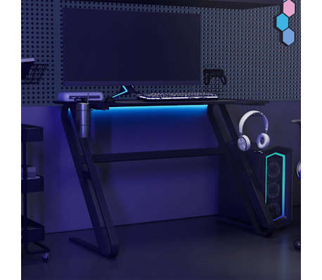 vidaXL Gaming-Schreibtisch mit ZZ-Gestell Schwarz 110x60x75 cm