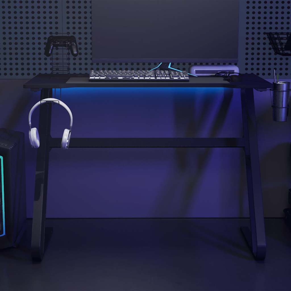 vidaXL Birou de gaming cu picioare în formă de ZZ, negru, 110x60x75 cm