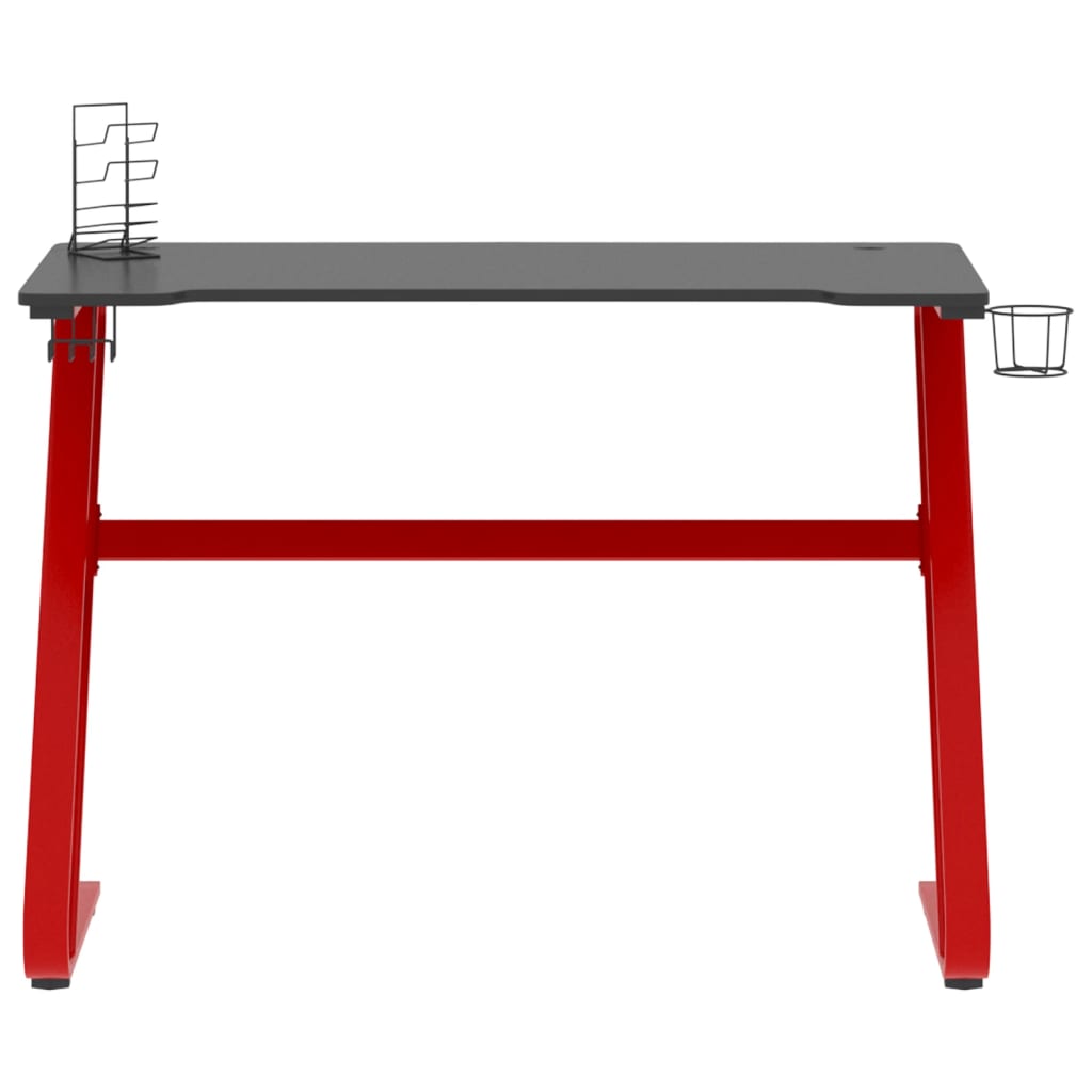 vidaXL Pelipöytä ZZ-muotoisilla jaloilla musta ja punainen 110x60x75 cm