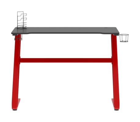 vidaXL Pelipöytä ZZ-muotoisilla jaloilla musta ja punainen 110x60x75 cm