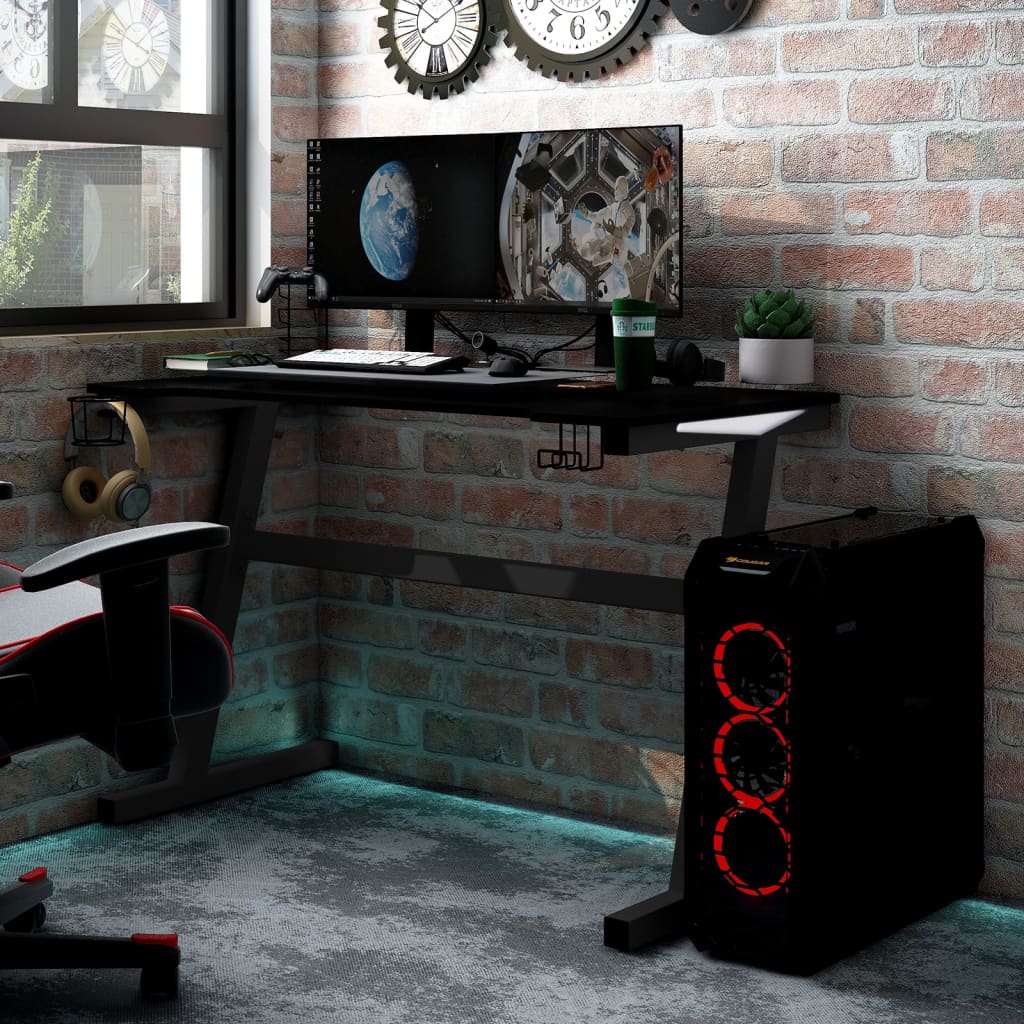 Gaming-Schreibtisch mit LED und Z-Gestell Schwarz 90x60x75 cm – Urban  Lifestyle