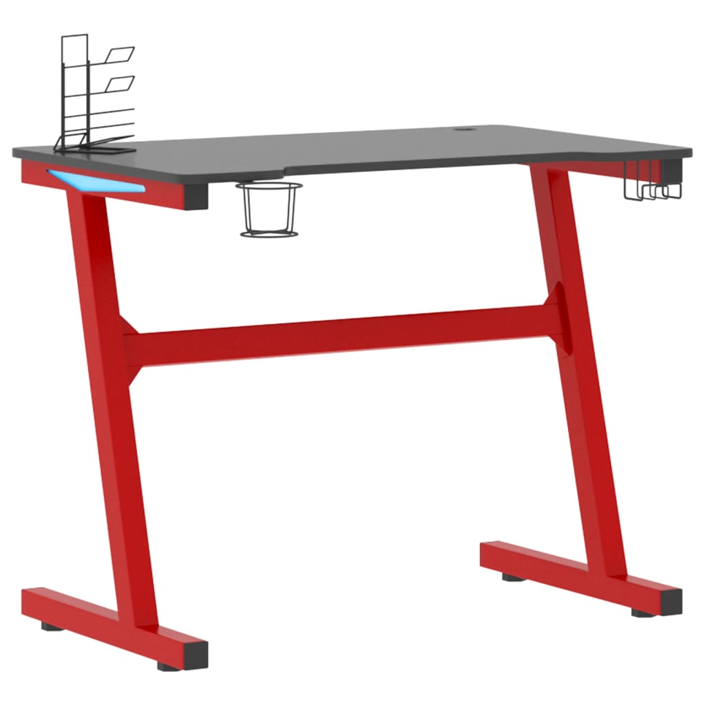 vidaXL Gaming Desk LED with Z Shape Black and Red 90x60x75 cm