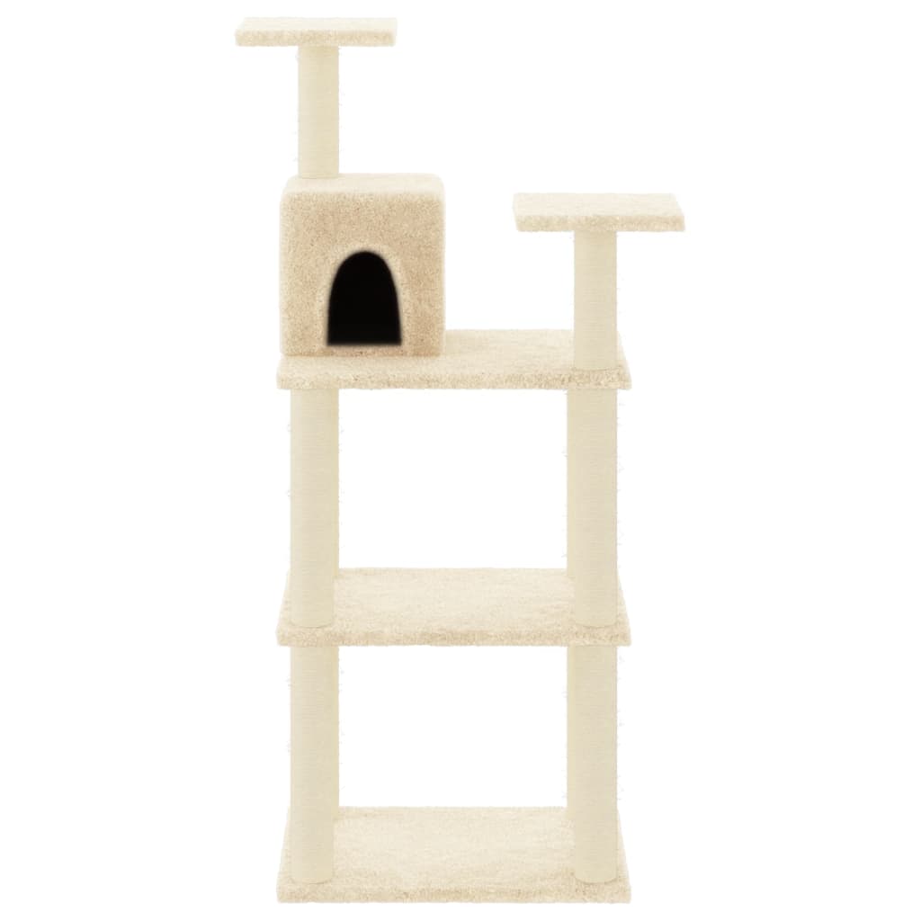 

vidaXL Kattenkrabpaal met sisal krabpalen 119 cm crèmekleurig