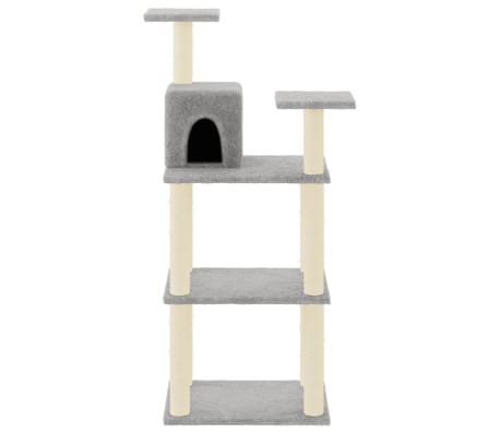 vidaXL Draskyklė katėms su stovais iš sizalio, šviesiai pilka, 118,5cm