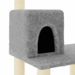 Škrabadlo pro kočky se sisalovými sloupky světle šedé 118,5 cm - obrázek 6