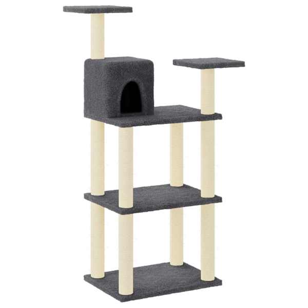 vidaXL kassimaja sisalk&ouml;itega kraapimispuudega, tumehall, 118,5 cm