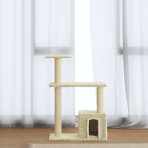 Škrabadlo pro kočky se sisalovými sloupky krémové 70 cm - obrázek 1