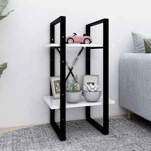 Knjižna omara 2-nadstropna bela 40x30x70 cm iverna plošča