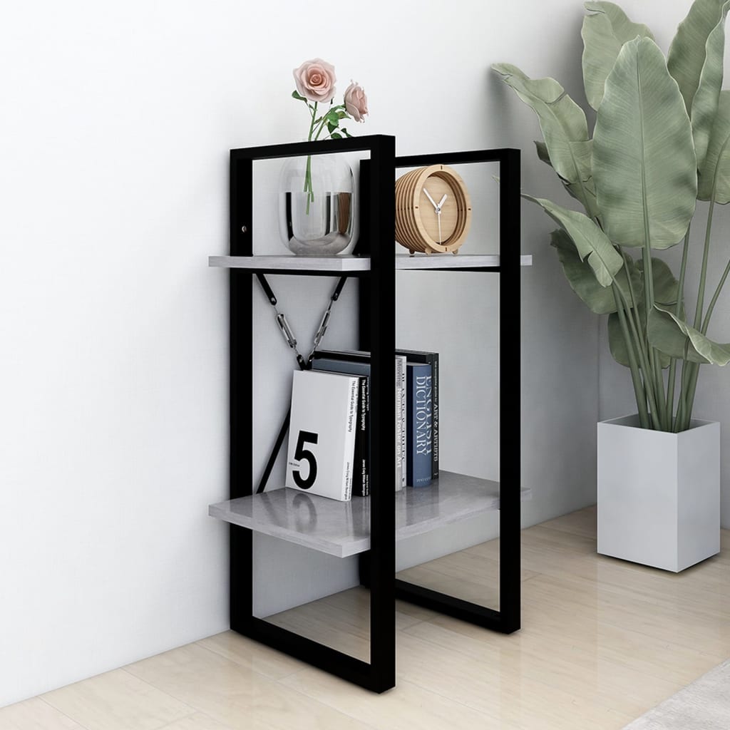 

vidaXL Boekenkast met 2 schappen 40x30x70 cm spaanplaat betongrijs