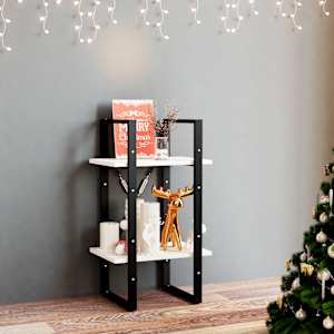 Knjižna omara 2-nadstropna bela 40x30x70 cm trdna borovina