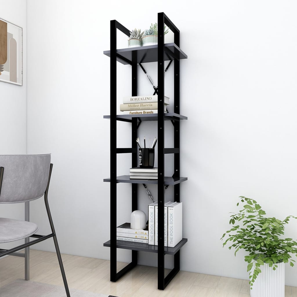 

vidaXL Boekenkast met 4 schappen 40x30x140 cm spaanplaat grijs