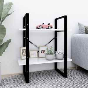 Knjižna omara 2-nadstropna bela 60x30x70 cm iverna plošča