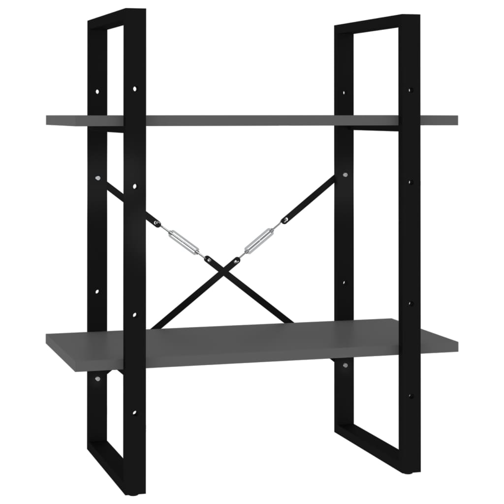 vidaXL Knjižna omara 2-nadstropna siva 60x30x70 cm iverna plošča