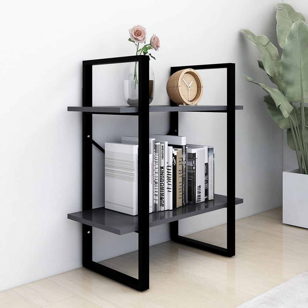 

vidaXL Boekenkast met 2 schappen 60x30x70 cm spaanplaat grijs
