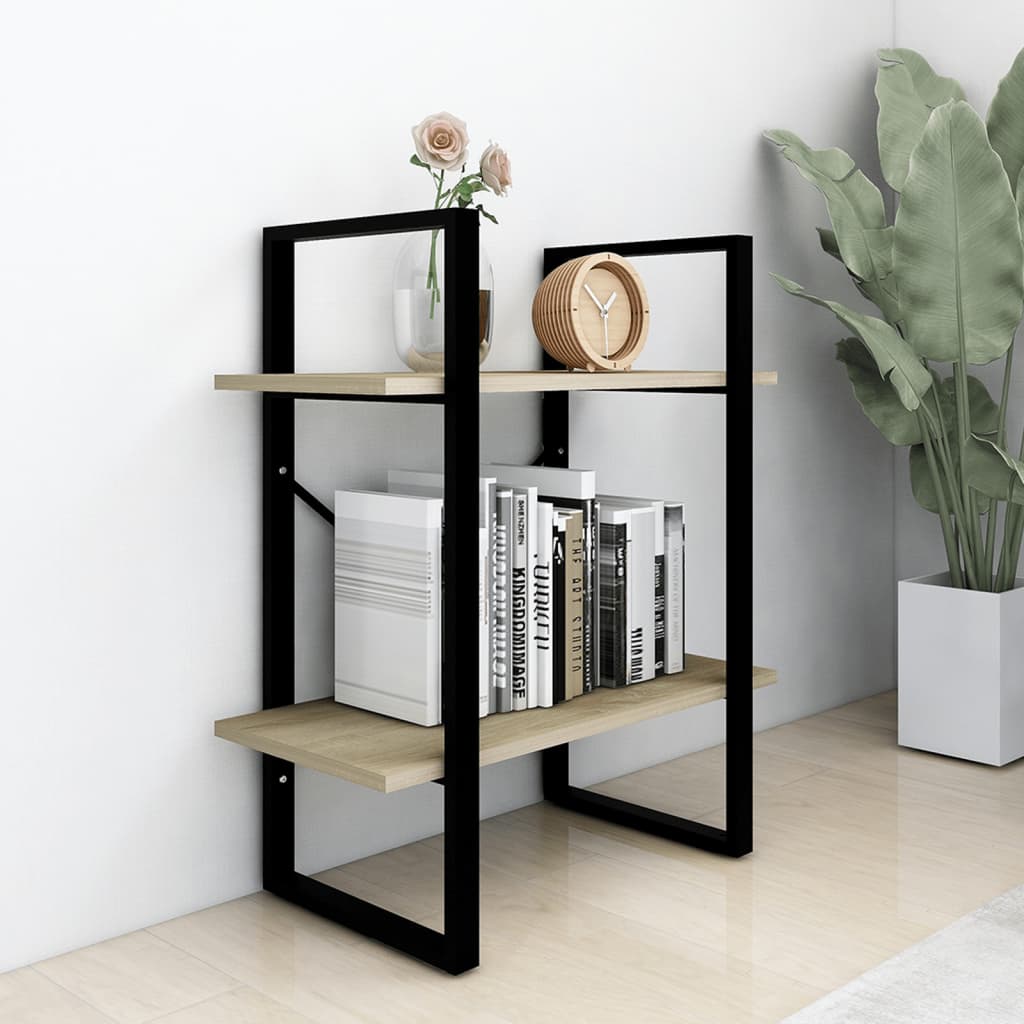 vidaXL Boekenkast met 2 schappen 60x30x70 cm bewerkt hout sonoma eiken afbeelding