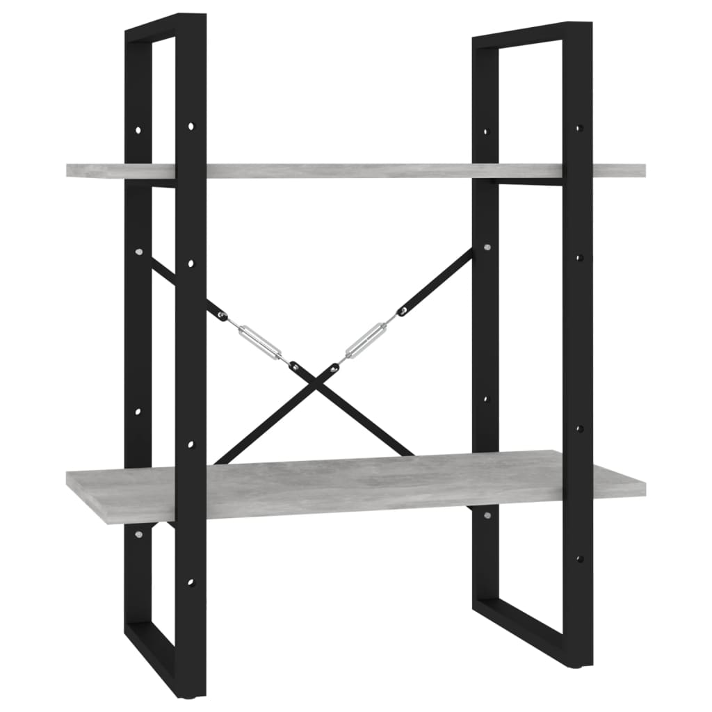 vidaXL Knjižna omara 2-nadstropna betonsko siva 60x30x70 cm iverna pl.