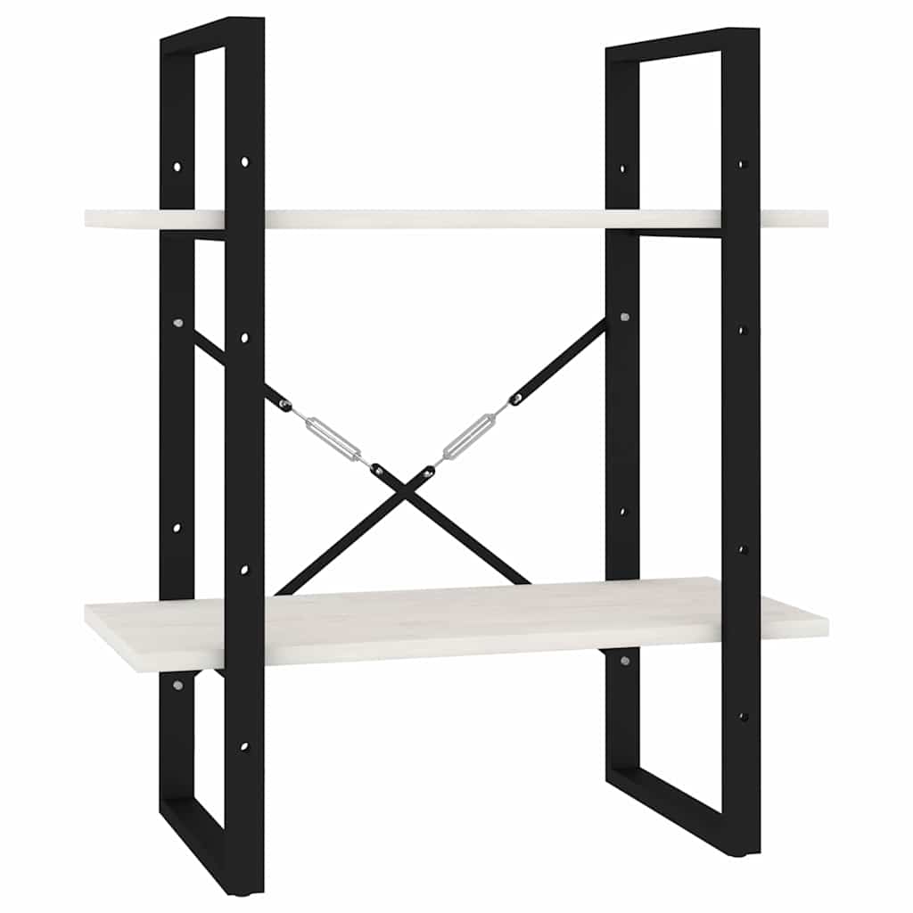 vidaXL Knihovna se 2 policemi bílá 60 x 30 x 70 cm masivní borovice