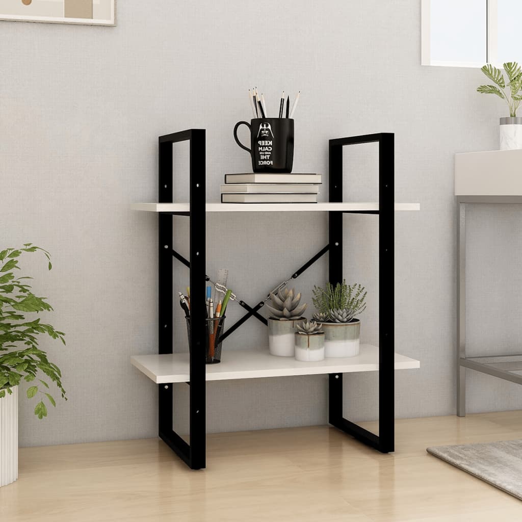 vidaXL Rega� na ksi��ki, 2 p�ki, bia�y, 60x30x70 cm, drewno sosnowe