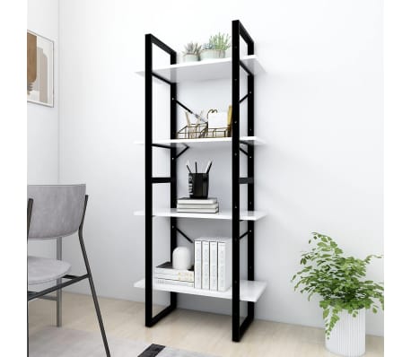 vidaXL Βιβλιοθήκη με 4 Ράφια Λευκή 60 x 30 x 140 εκ. από Μοριοσανίδα
