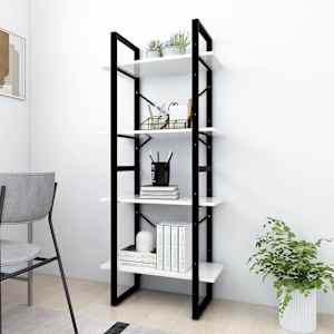 vidaXL Βιβλιοθήκη με 4 Ράφια Λευκή 60 x 30 x 140 εκ. από Μοριοσανίδα