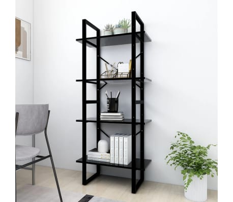 vidaXL 4-Tier Book Cabinet Black 60x30x140 cm Engineered Wood