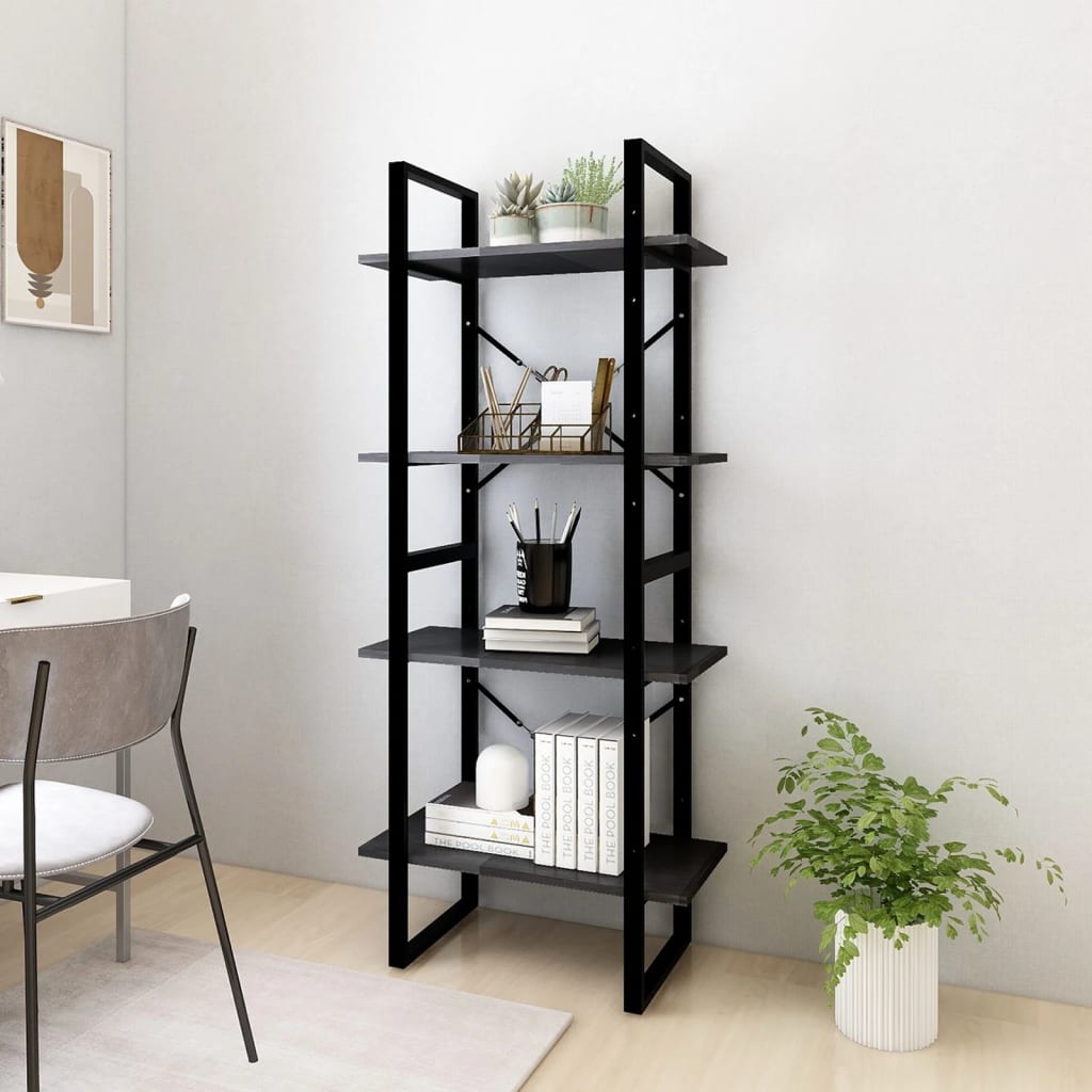 

vidaXL Boekenkast met 4 schappen 60x30x140 cm massief grenenhout zwart