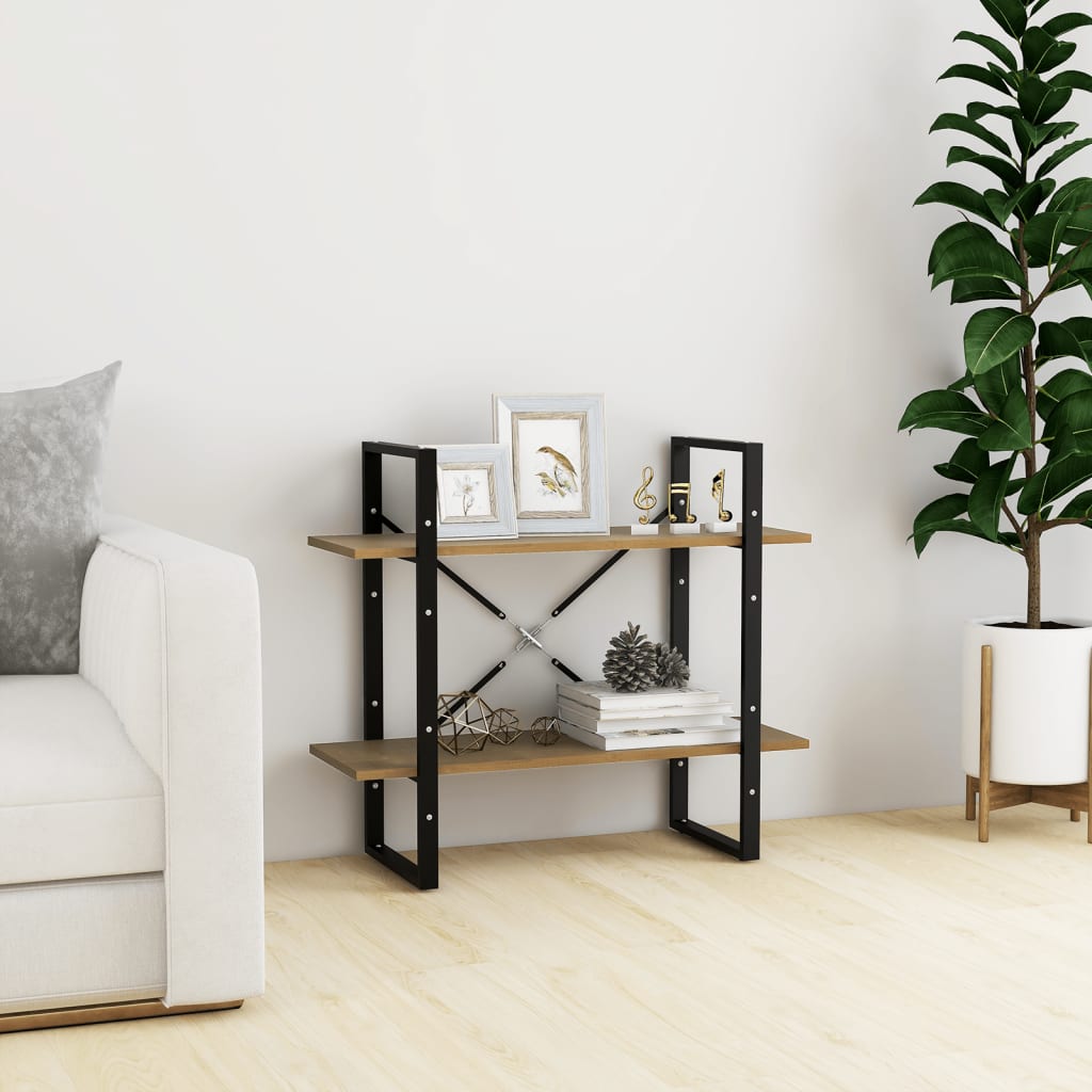 Bibliothèque à 2 niveaux Marron 80x30x70 cm Bois de pin massif