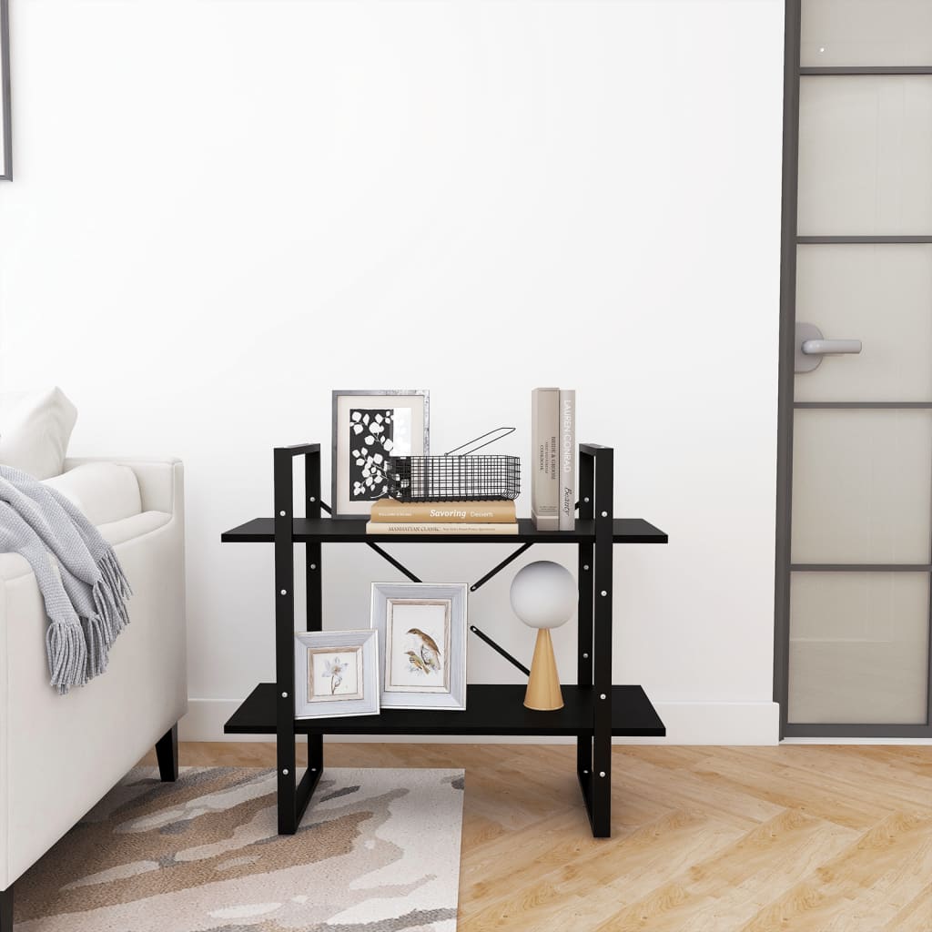 

vidaXL Boekenkast met 2 schappen 80x30x70 cm massief grenenhout zwart
