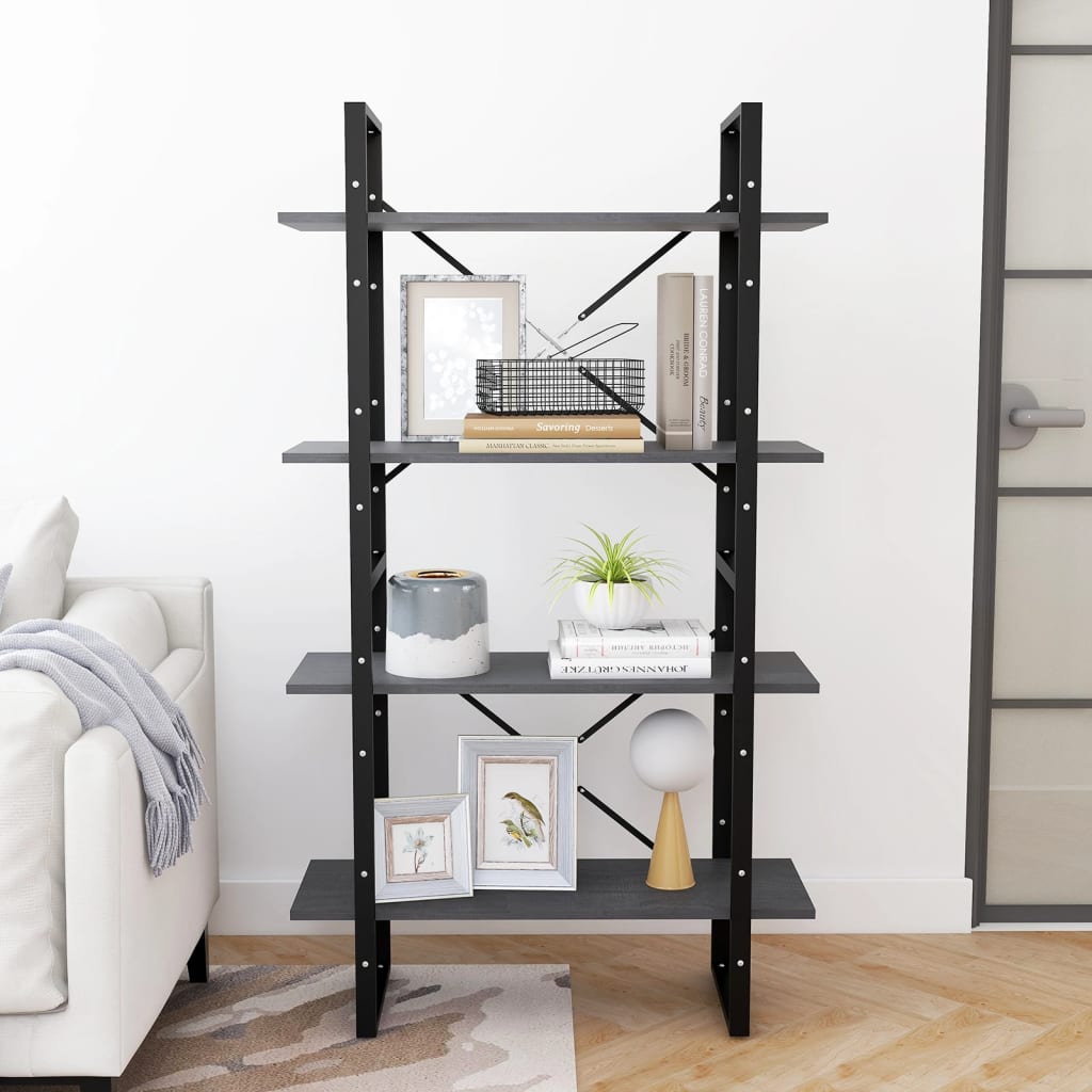 

vidaXL Boekenkast met 4 schappen 80x30x140 cm massief grenenhout grijs