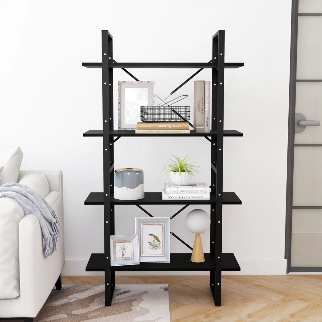 

vidaXL Boekenkast met 4 schappen 80x30x140 cm massief grenenhout zwart