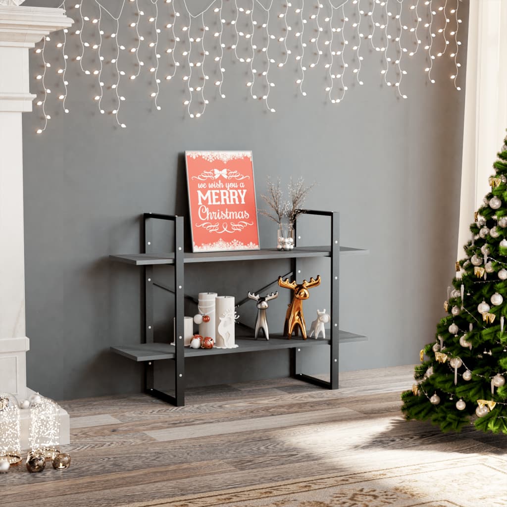 

vidaXL Boekenkast met 2 schappen 100x30x70 cm massief grenenhout grijs