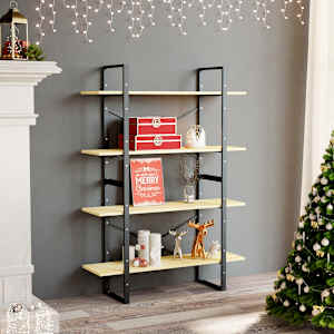 Knjižna omara 4-nadstropna 100x30x140 cm trdna borovina